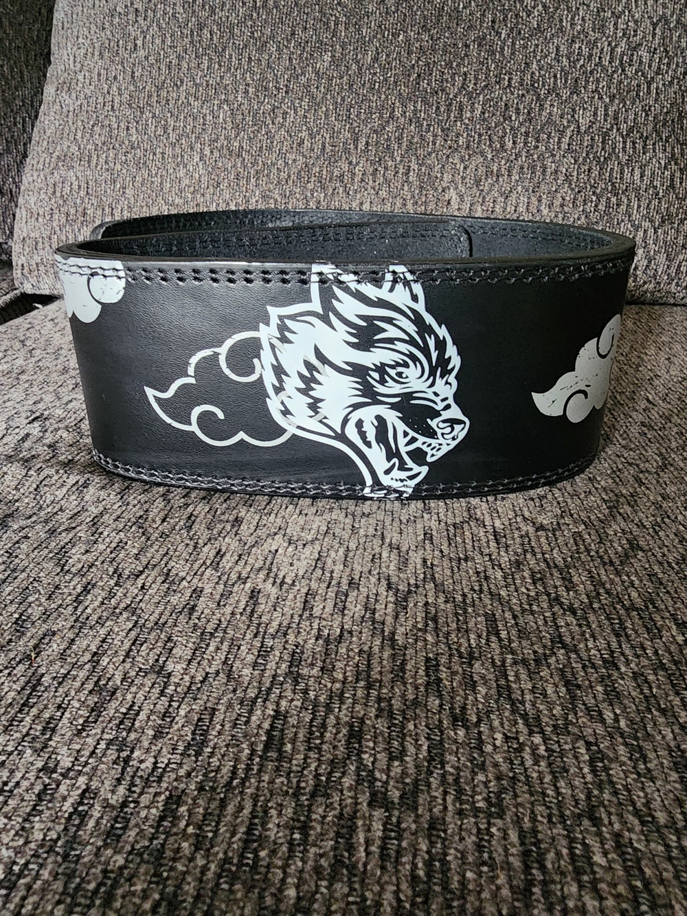 Darc Sport Naruto Black Weightlifting Belt with White Wolf Graphic - Small